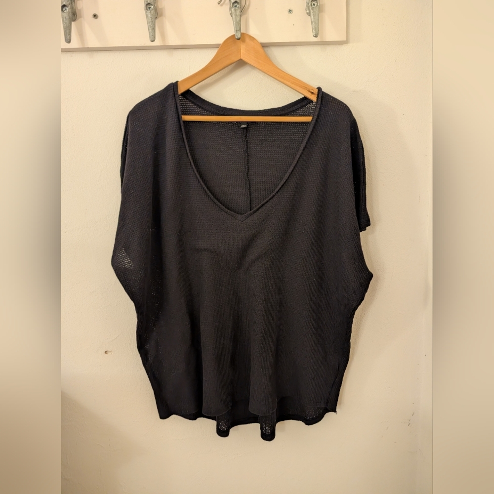 Express Sheer Waffle Knit Dolman Short Sleeve Sweater